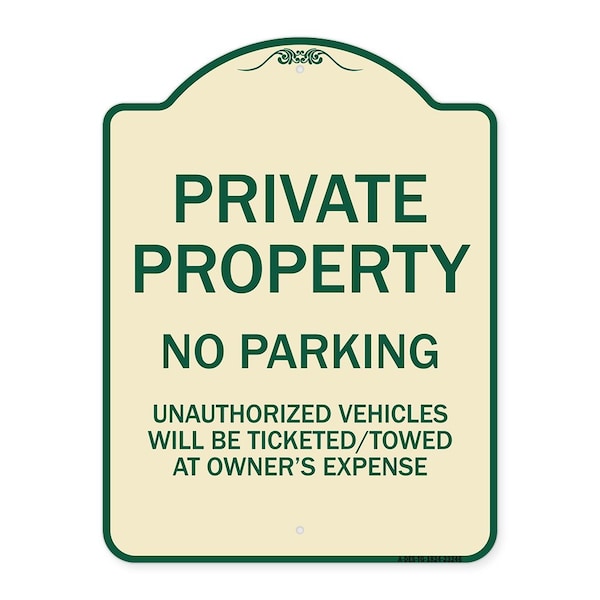 Signmission Private Property No Parking Unauthorized Vehicles Will Be Ticketed Towed at Owners E, TG-1824-23246 A-DES-TG-1824-23246 - main